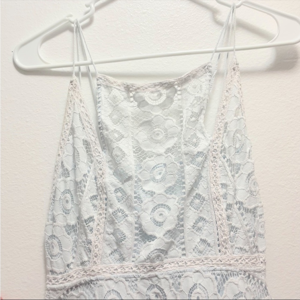 Free People Just Like Honey Sky Blue Lace Dress Sz 4 - Picture 4 of 6